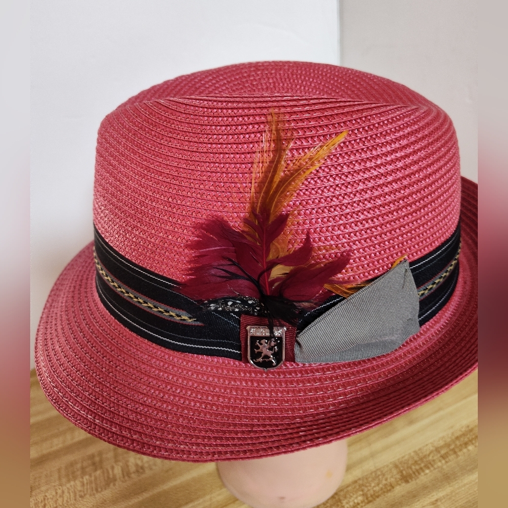 Stacy Adams Hats Runyon Trilby Hat - Red Sz Large Excellent Condition Suave